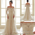 off-shoulder lace chiffon handmade flower wedding dress gown from kelly bridal in zhong shan